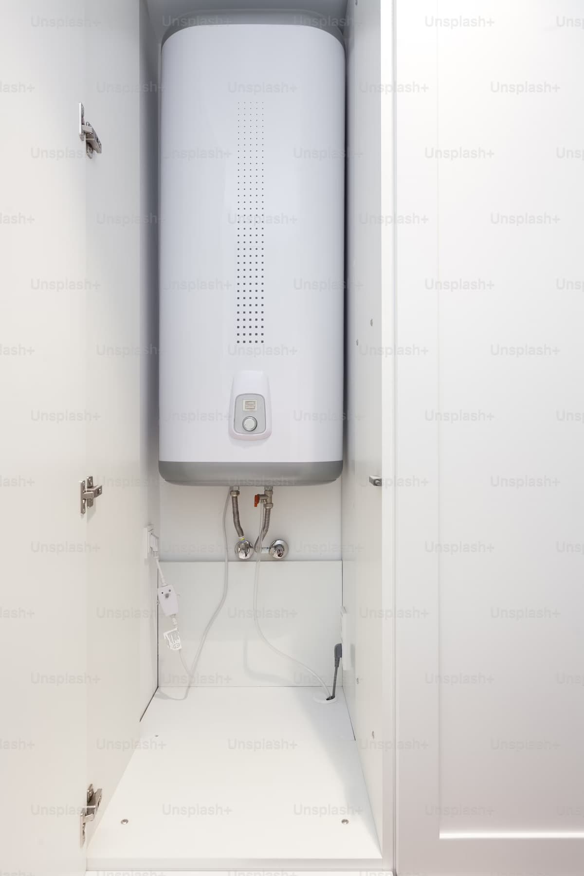 Modern bathroom with water heater installation
